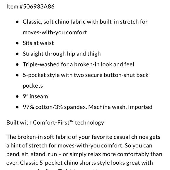 NWT Mens Lands End Chino shorts size 34 traditional fit - Picture 10 of 10